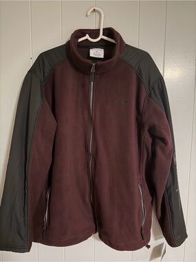 Champion Men's Full-Zip Fleece Jacket in Burgundy and Charcoal Size 2XL